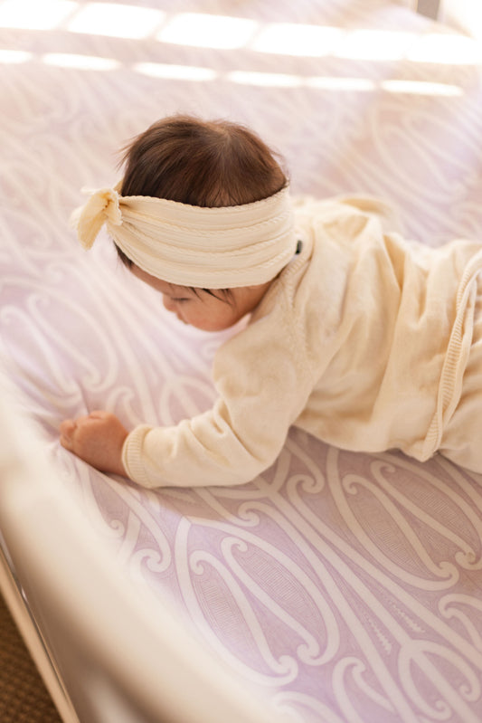 Fitted Cot Sheet - Taurikura Purple