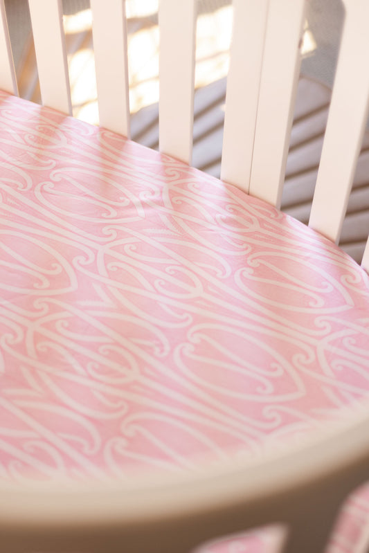 Fitted Cot Sheet - Taurikura Pink