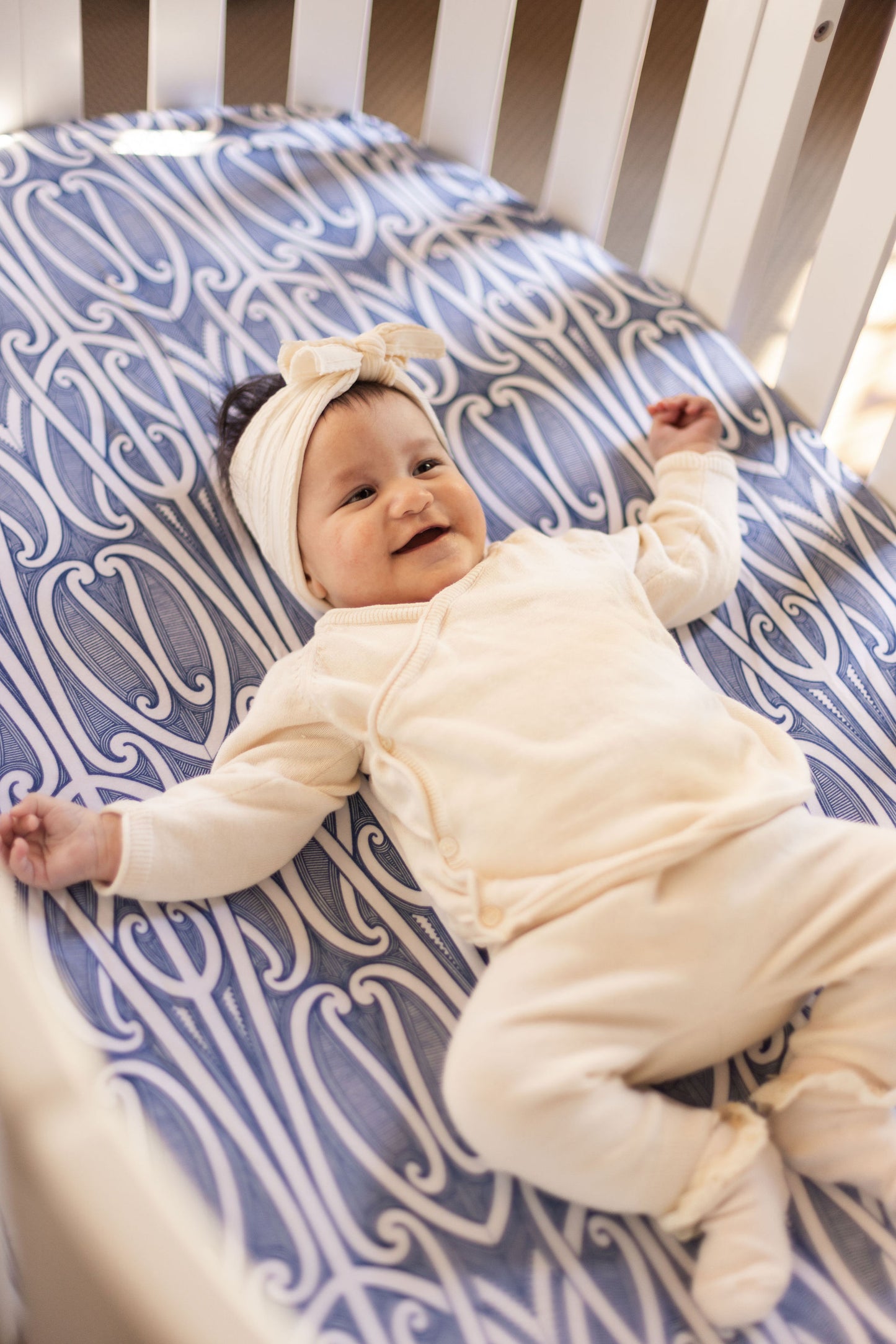 Fitted Cot Sheet - Taurikura Navy blue