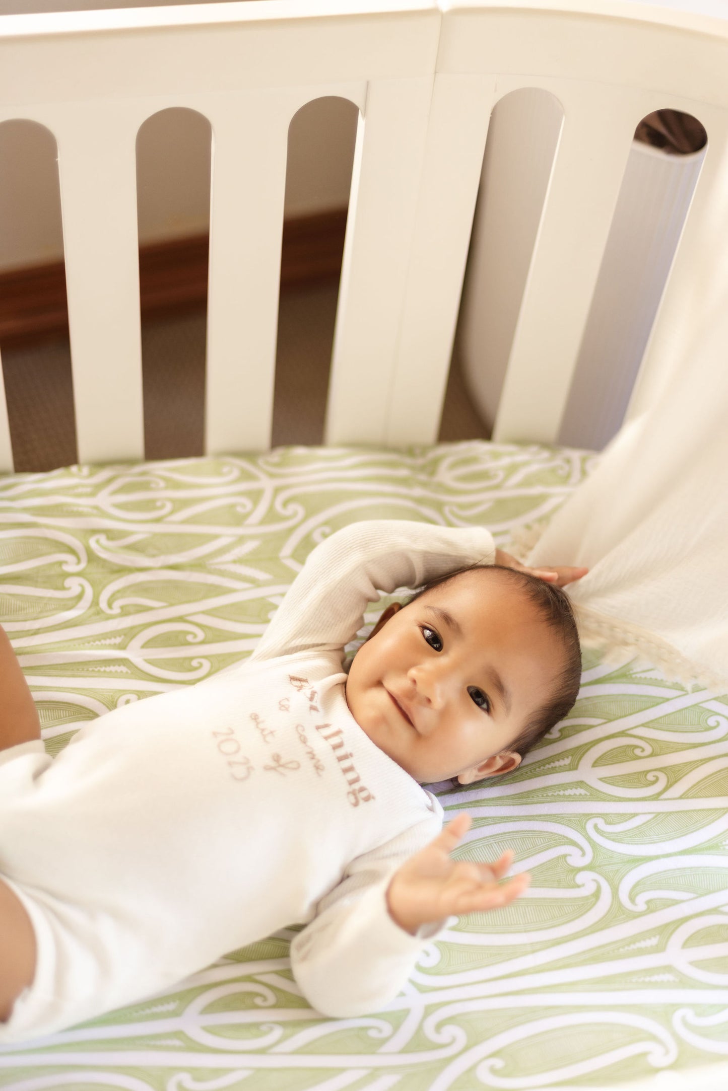 Fitted Cot Sheet - Taurikura Green