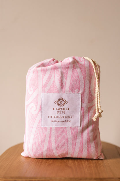 Fitted Cot Sheet - Taurikura Pink