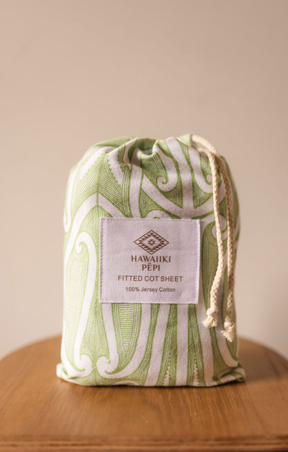 Fitted Cot Sheet - Taurikura Green